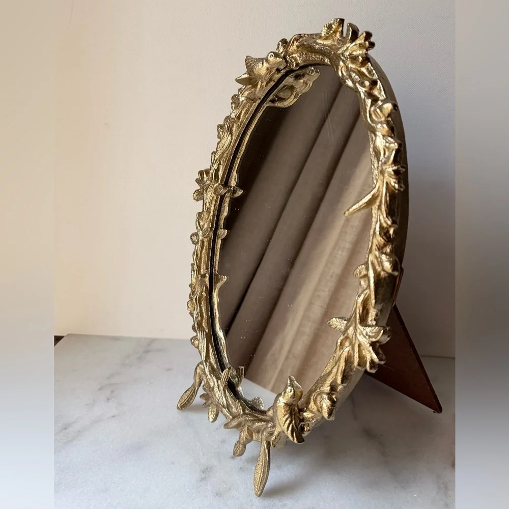 Ashland Ornate Gold Floral Oval Mirror Antique Gold Vintage Botanical Mirror